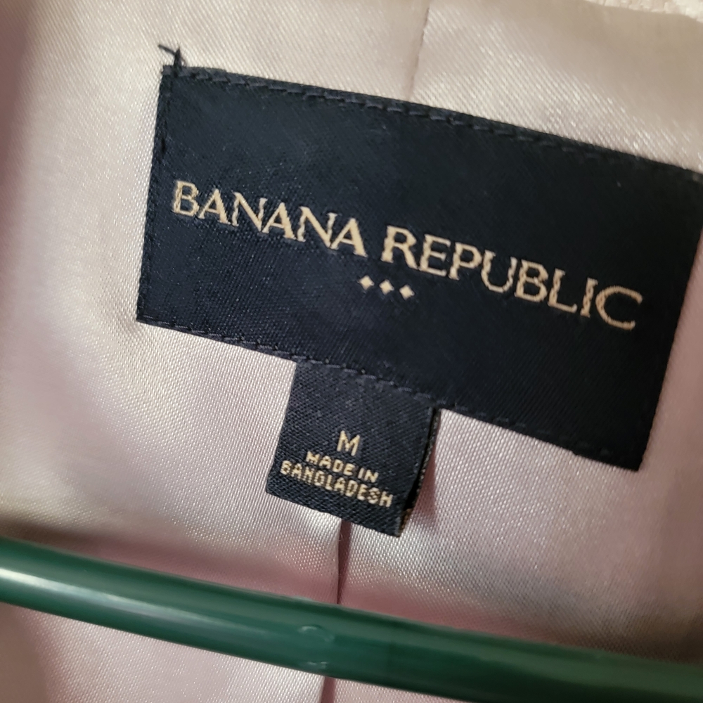 Womens Hip Length Trench Coat Diamond Pattern Banana Republic Size M - Picture 7 of 12